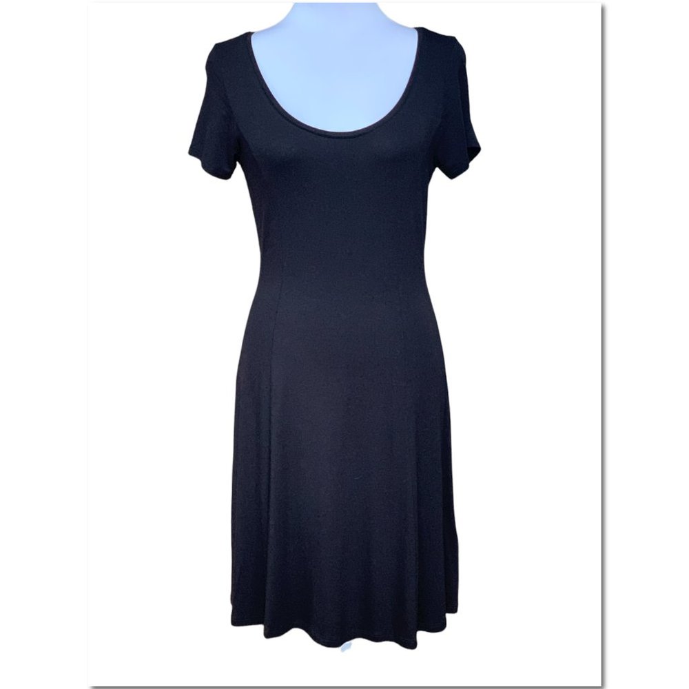 Lascana For Venus Black Dress Size 6 Short Sleeve Scoop Neck Black Dress New